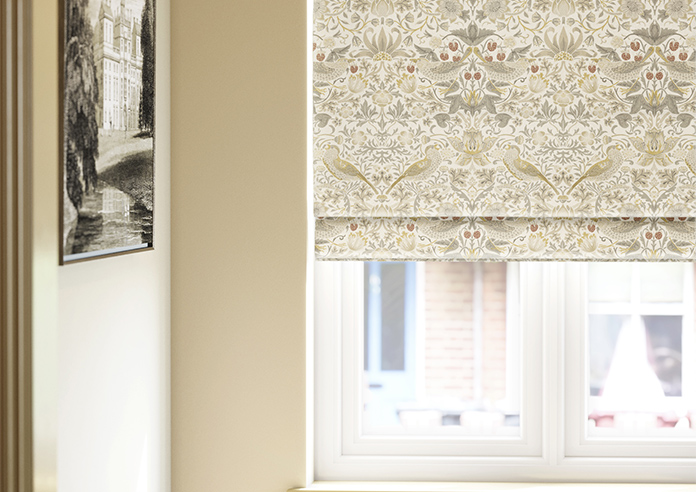 William Morris At Home Strawberry Thief, Ochre - Twist&Fit Roman Blind - Image 5
